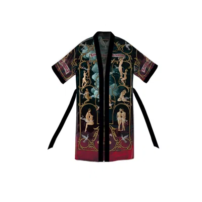 Qinkimo Women's Unique Sexy Kimono, Artistic Statement Piece "vis Feminina" Black Edition