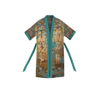Qinkimo Women's Gold Unique Sexy Kimono, Artistic Statement Piece "vis Feminina" Red Edition