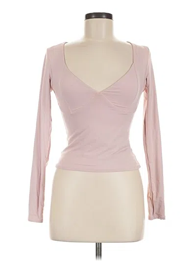 Pre-owned Qinsen Long Sleeve Top Pink Sweetheart Neckline Tops