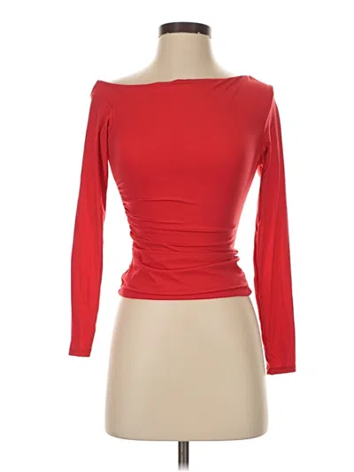 Pre-owned Qinsen Long Sleeve Top Red One Shoulder Neckline Tops