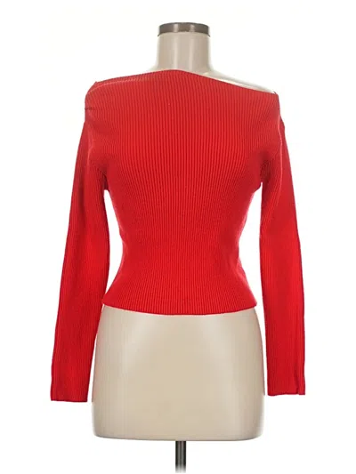 Pre-owned Qinsen Long Sleeve Top Red One Shoulder Neckline Tops