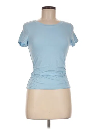 Pre-owned Qinsen Short Sleeve Top Blue Scoop Neck Tops