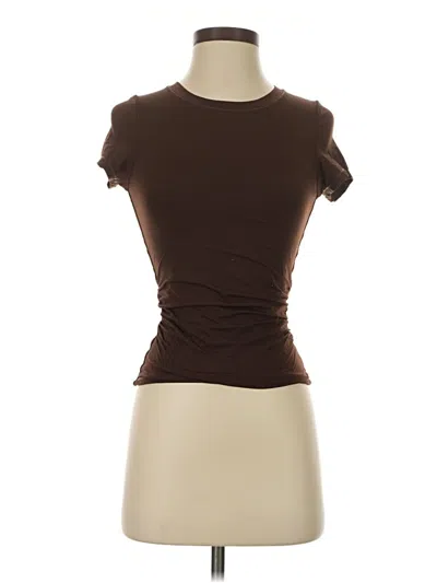 Pre-owned Qinsen Short Sleeve Turtleneck In Brown
