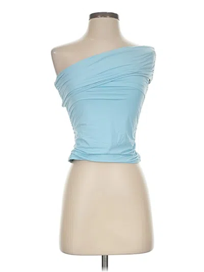 Pre-owned Qinsen Sleeveless Top Blue Strapless Neckline Tops