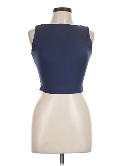 Pre-owned Qinsen Tank Top Blue Strapless Neckline Tops