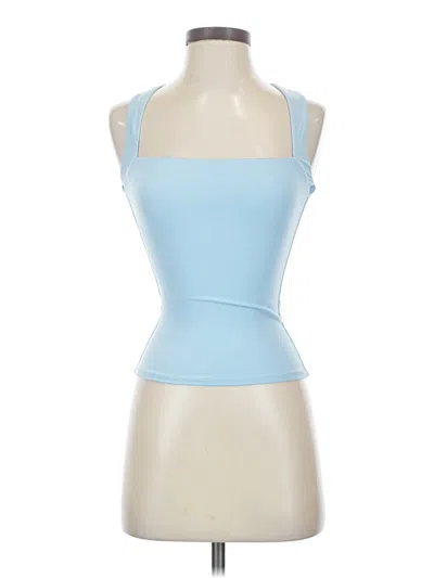 Pre-owned Qinsen Tank Top Blue Strapless Neckline Tops