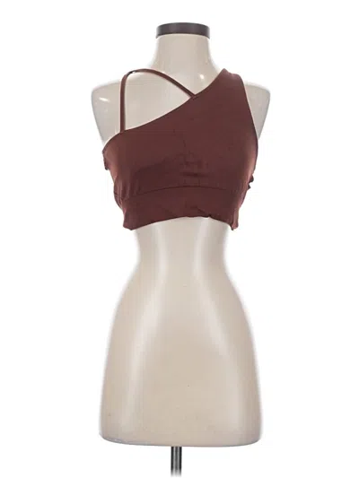 Pre-owned Qinsen Tank Top Brown Halter Neckline Tops
