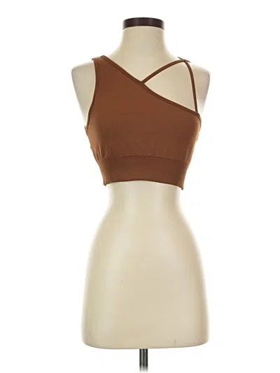Pre-owned Qinsen Tank Top Brown Strapless Neckline Tops