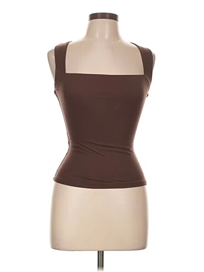 Qinsen Tank Top Brown Strapless Neckline Tops