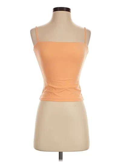 Pre-owned Qinsen Tank Top Orange Strapless Neckline Tops