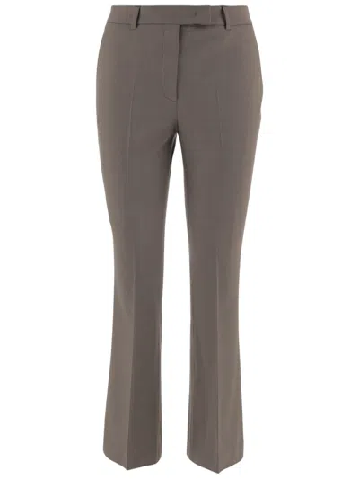 Ql2 Beige Tailored Stretch Wool-blend Skinny Pants In Gray