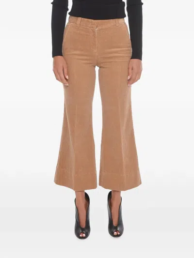Ql2 Corduroy Cropped Trousers In Brown