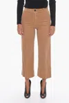 Ql2 Corduroy Palazzo Trousers With Cropped Leg In Brown