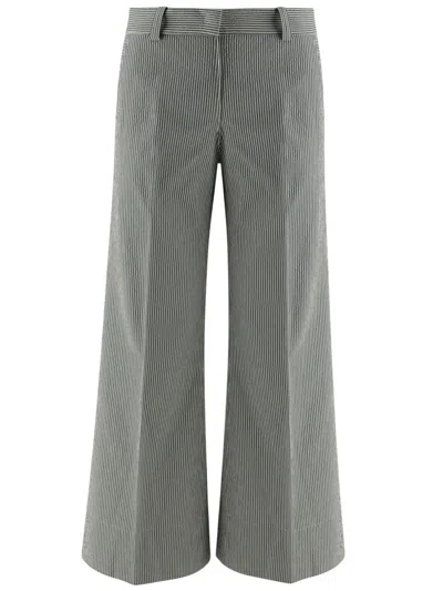 Ql2 Cotton Blend Pants With Striped Pattern