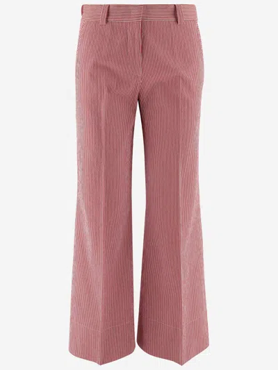 Ql2 Cotton Blend Pants With Striped Pattern In Red