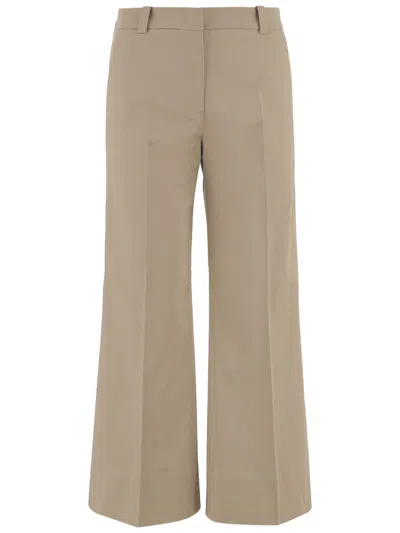 Ql2 Cropped Wide-leg Pants With High Waist In Neutral