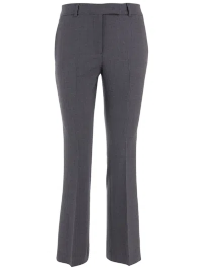 Ql2 Gray Tailored Pleated Stretch Wool-blend Formal Pants