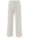 Ql2 Linen And Cotton Pants In Grey