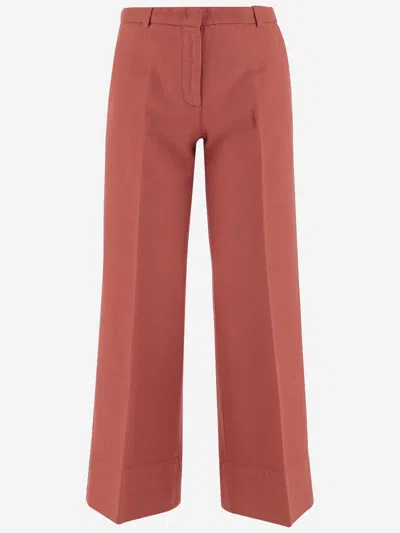 Ql2 Linen And Cotton Pants In Orange