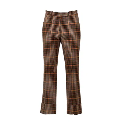 Ql2 Maura Z Checkered Cuffed Straight-leg Pants In Brown