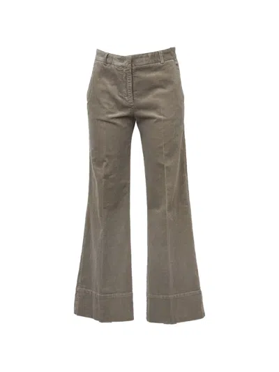 Ql2 Straight-leg Brown Pants With Ribbed Fabric And Seam Details