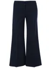 Ql2 Wide Leg Tailored Pant With Flared Hem And Versatile Pockets In Blue
