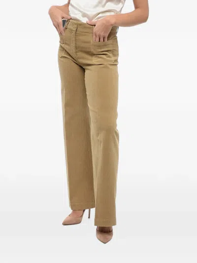 Ql2 Patch-pocket Corduroy Trousers In Brown