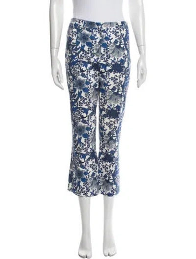 Pre-owned Ql2  Quelledue Floral Print Flared Pants In Blue/white