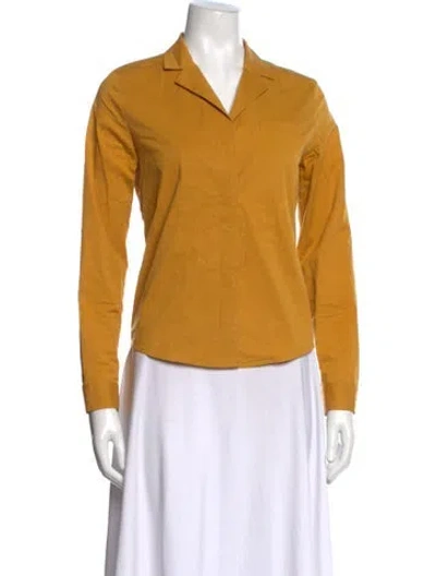 Pre-owned Ql2  Quelledue Long Sleeve Button-up Top In Yellow