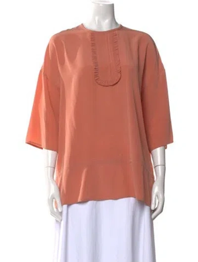 Pre-owned Ql2  Quelledue Silk Crew Neck Blouse In Orange