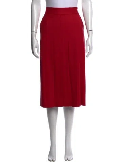 Pre-owned Ql2  Quelledue Virgin Wool Midi Length Skirt In Red