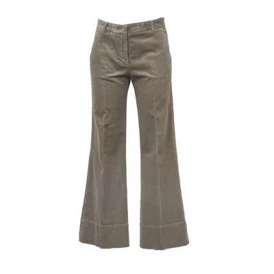 Ql2 Straight-leg Brown Pants With Ribbed Fabric And Seam Details