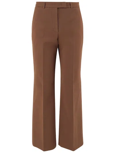 Ql2 Straight-leg Stretch Cotton Pants In Brown