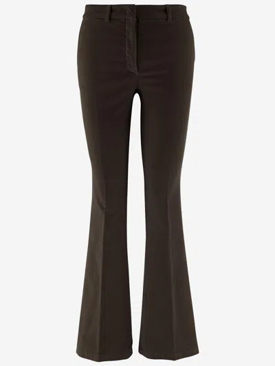 Ql2 Stretch Cotton Velvet Trousers In Black