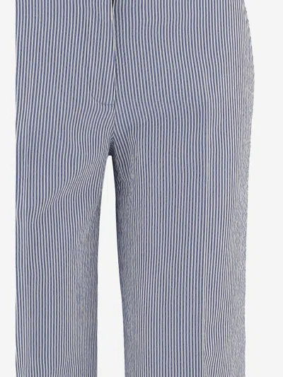 Ql2 Striped Cotton-blend Trousers In Blue