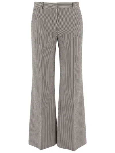 Ql2 Striped Stretch Cotton-blend Pants In Gray