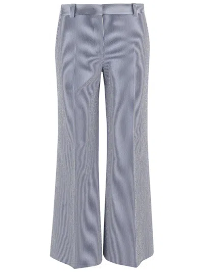Ql2 Striped Stretch Cotton-blend Pants In Blue