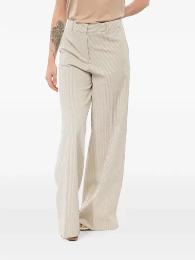 Ql2 Striped Wide-leg Trousers In Neutral