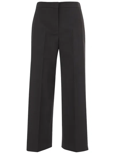 Ql2 Tailored Wide-leg Pants With Elastic Waistband In Black