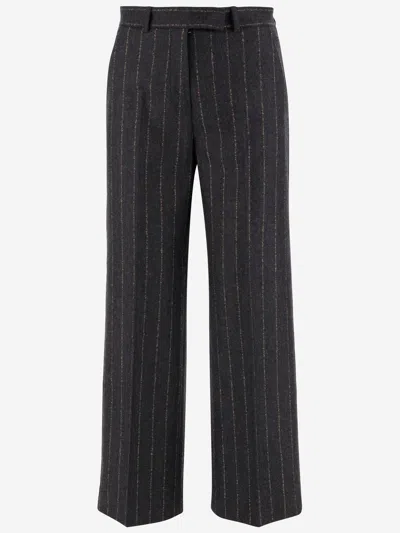 Ql2 Theodora Wool And Cashmere Striped Pants