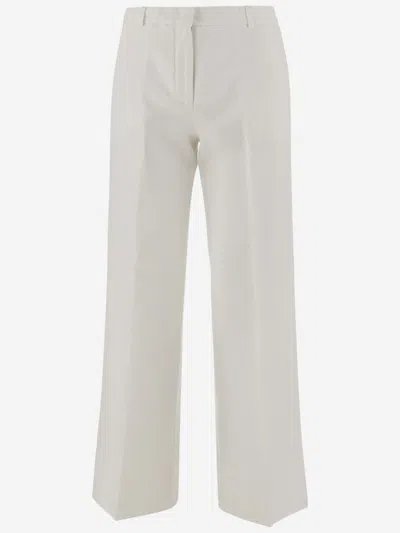Ql2 White Linen And Cotton Pants