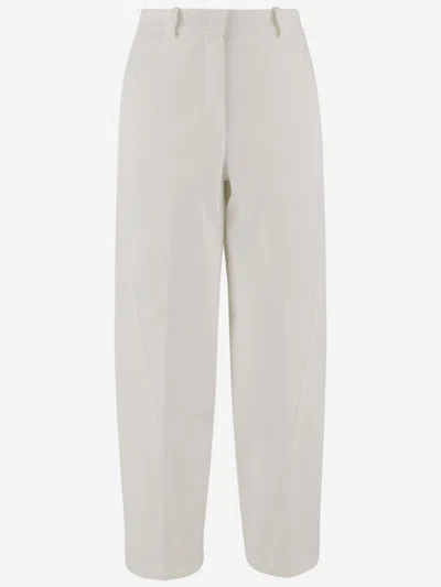 Ql2 White Stretch Cotton Pants