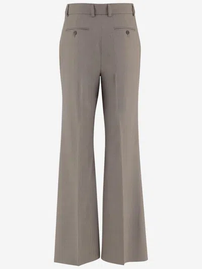 Ql2 Wide-leg Wool-blend Trousers In Beige