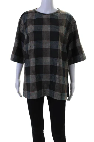 Ql2 Womens Plaid Short Sleeves Constanza Blouse Multi Colored Wool