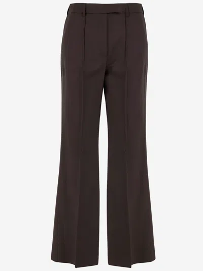 Ql2 Wool And Lyocell Trousers In Brown