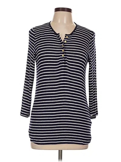 Pre-owned Qmack Long Sleeve Henley Shirt In Blue