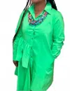 Qmp Moda Asymmetric Ruffle Tunic Blouse In Neon Green In Green