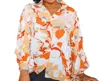 Qmp Moda Bloom Sleeve Floral Top In Orange In Orange