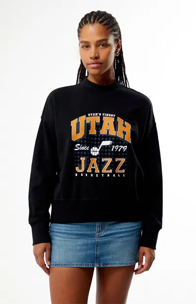 Qore Women's Utah Jazz Mock Neck Sweatshirt In Black