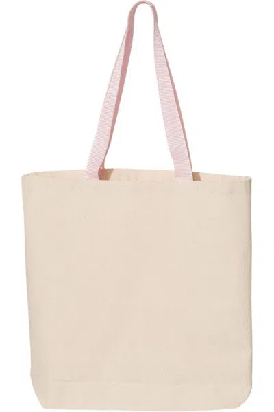Q-tees 11l Canvas Tote With Contrast-color Handles In Beige